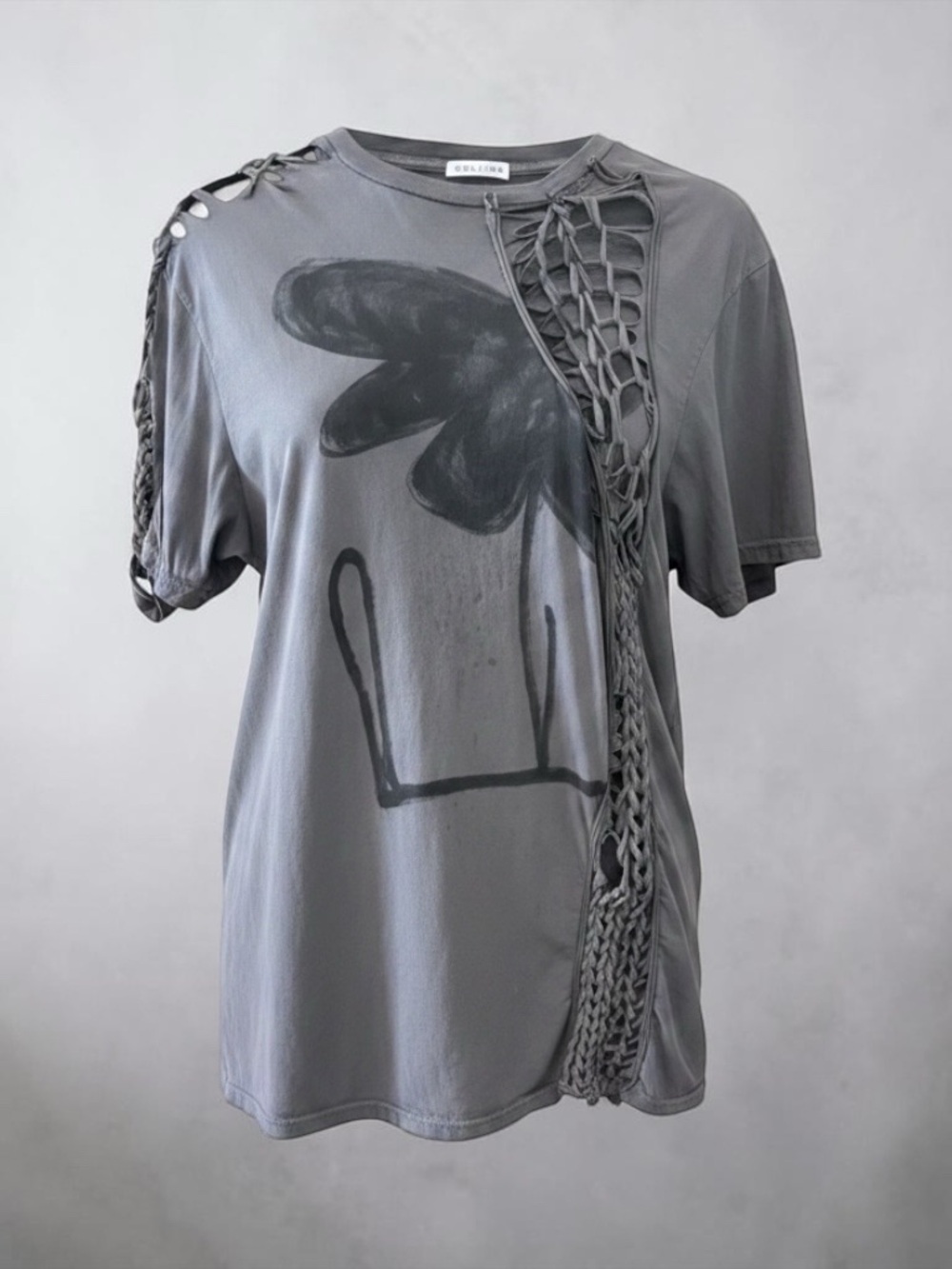 🩶RARE🩶 Collina Strada Statement Lace-Up Designer Tee Oversized M
